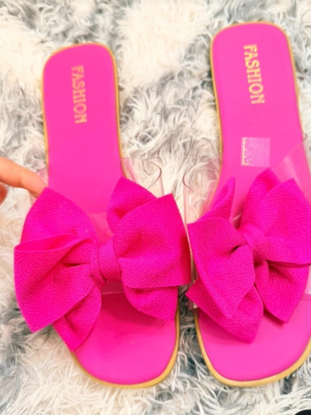 Fashion Kids' Pink Bow Slide Sandals
